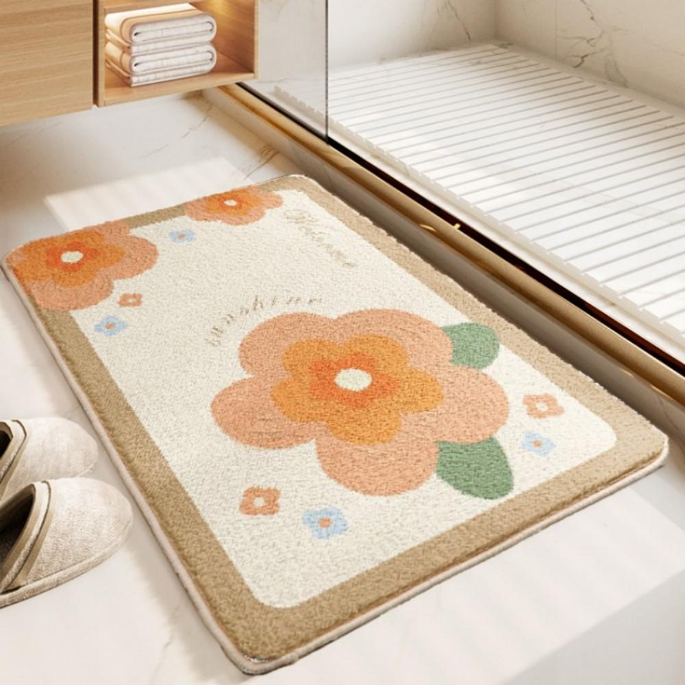 Floral Anti Slip Absorbent Bath Mat Soft Bathroom Entrance Mat Plush Decorative Rug With Instagram Worthy Style