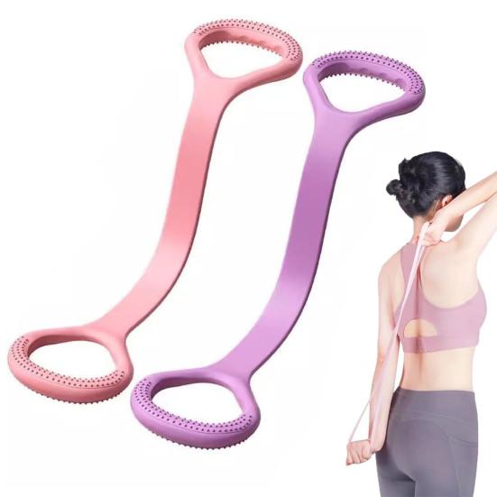 

Фитнес-лента сопротивления Figure 8 с противоскользящей ручкой, портативная, для мужчин и женщин, для растяжки плеч, силовых тренировок, эластичный ремешок, натяжной канат B розовый