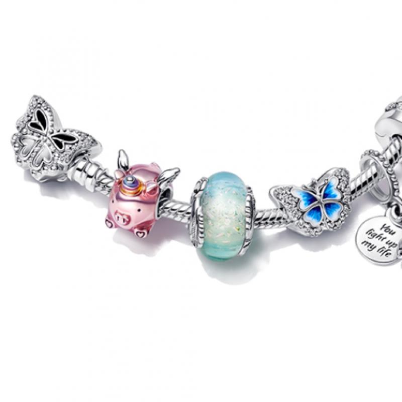 Pandora Multi Color Murano Glass   Curved Feather Charm 792577c00
