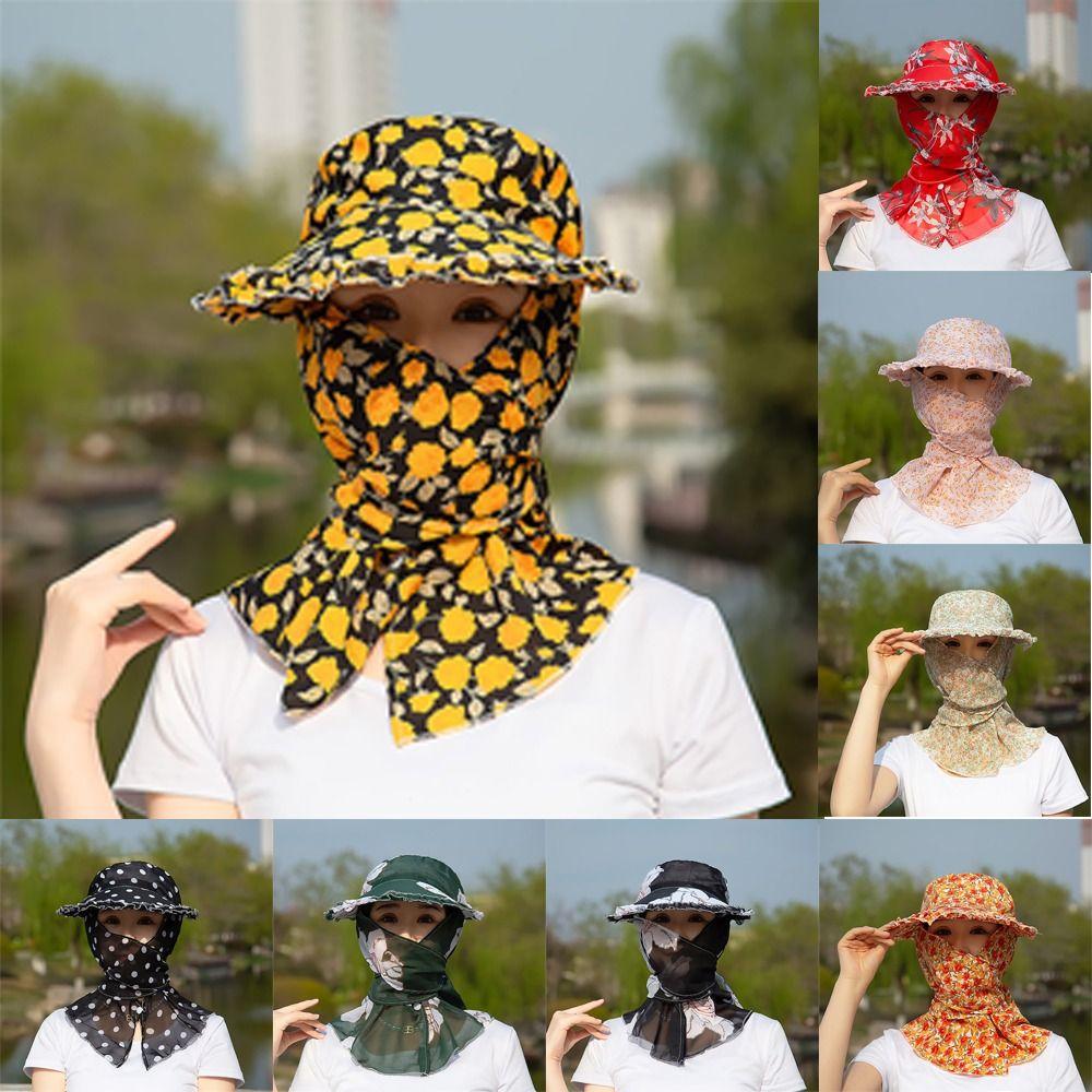 

Sunscreen Bucket Hat Wide Brim Panama Balaclava Hat New Tea Picking Cap Outdoor 10