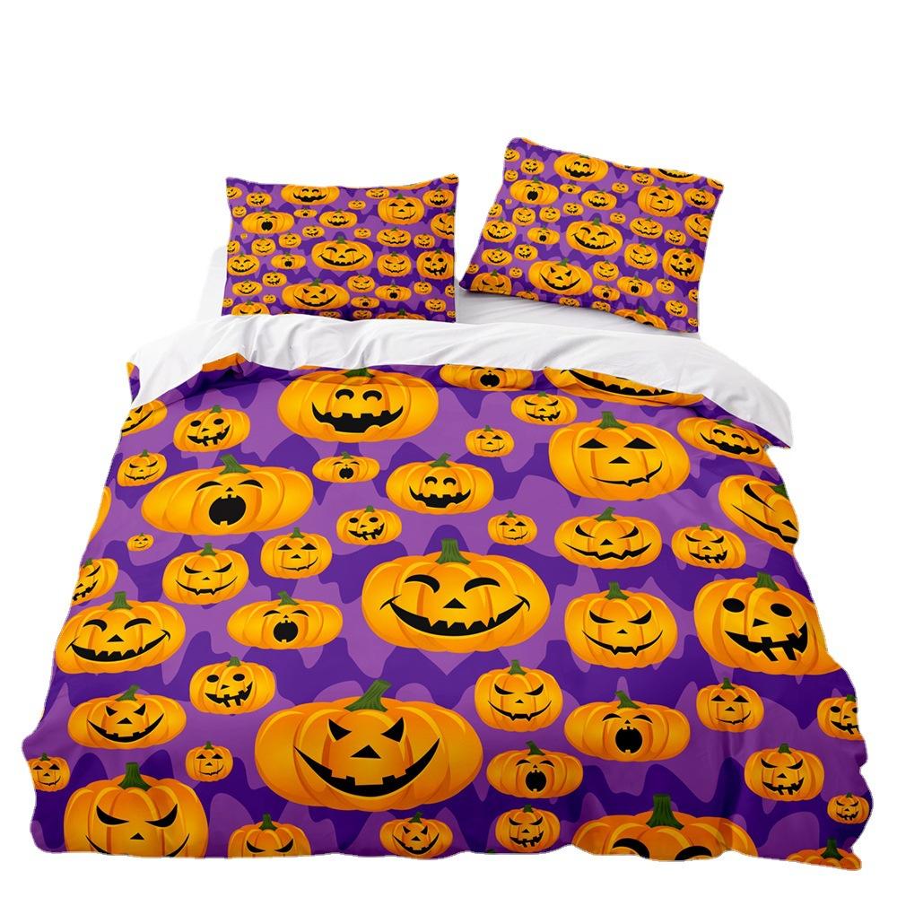 Home Bedding Single Double Bed Full Size Halloween Printed Pillowcase and Quilt Cover 2-3 Pieces of Microfiber Comfortable Quilt Cover