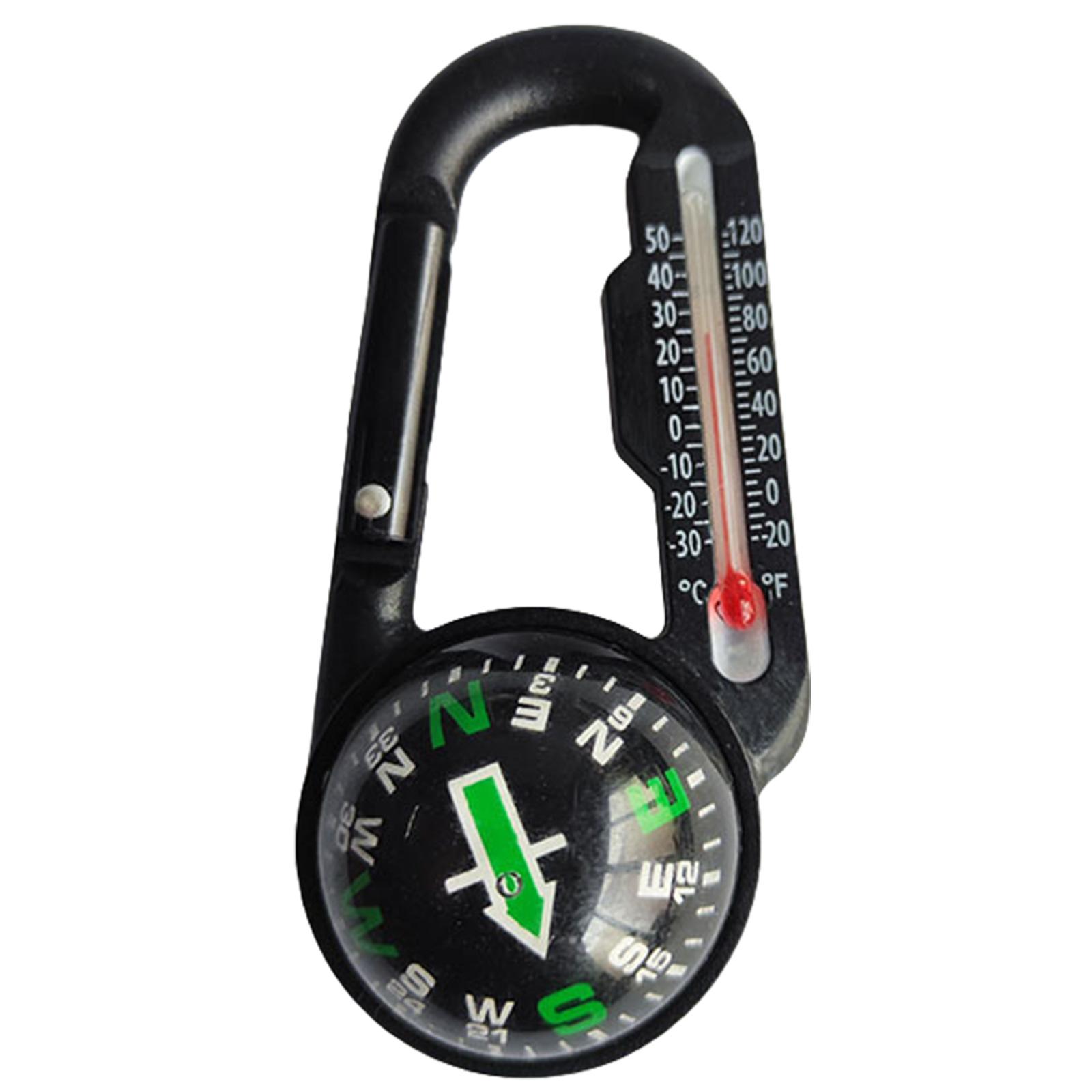 

Многофункциональный карабин с компасом и термометром, брелок с карабином, инструменты для выживания на открытом воздухе, простой в использовании 2