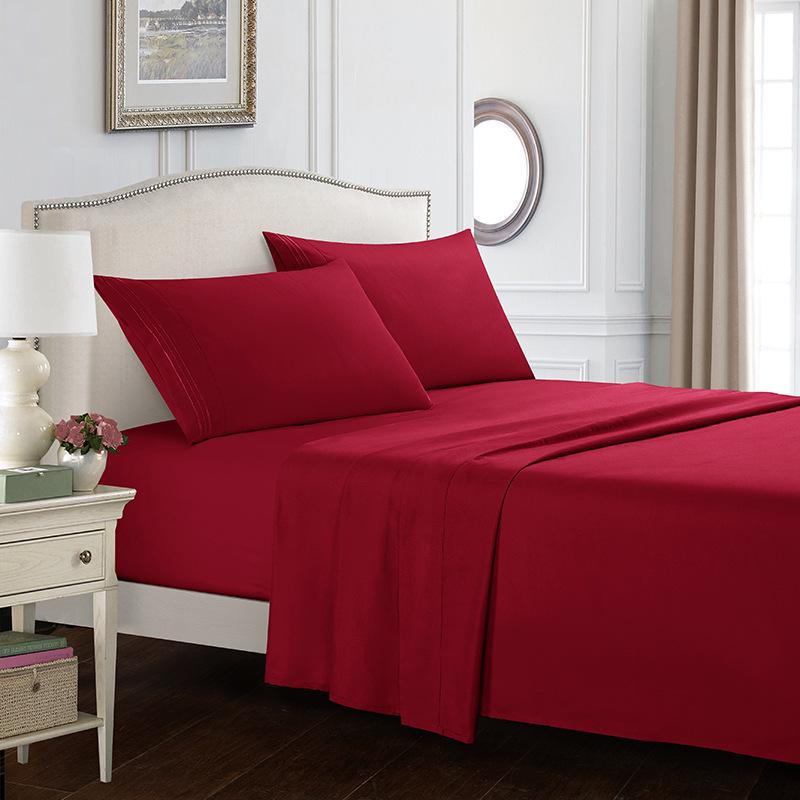Weiou Embroidered Solid Color Four-Piece Bedding Set