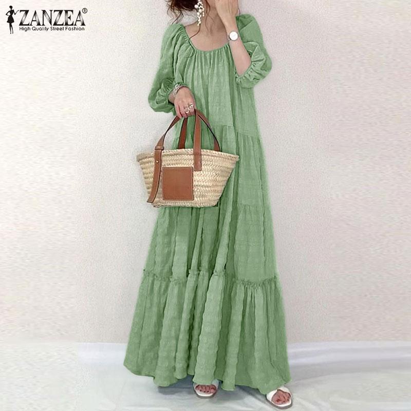 

ZANZEA Женское повседневное свободное летнее платье с квадратным воротником и рукавами 3/4