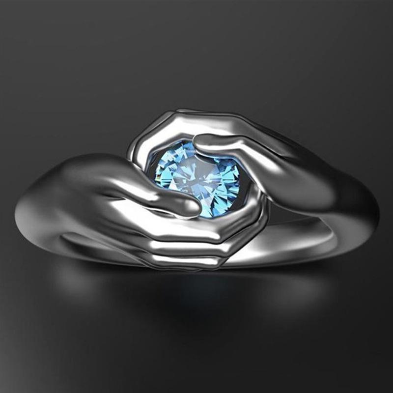Blue Zircon Retro Punk Double-Handed Ring - Halloween Gift
