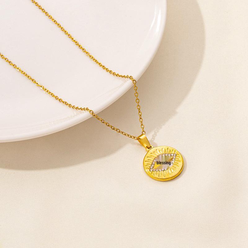 Stainless Steel Evil Eye Pendant Necklace: European & American Fashion Trend, Hip Hop Streetwear Style