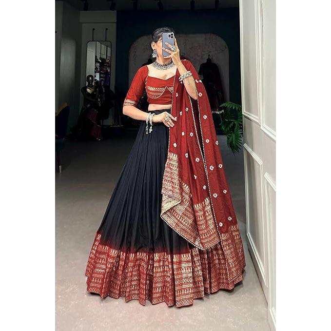 Woman's Perfectly  Collection Tussar Silk Lehenga Choli Patola Print with Foil Work ,Unstiched Blouse,