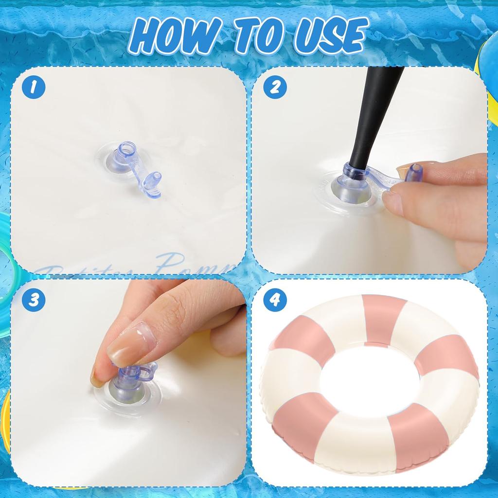 1pc Striped Double Air Bag Swimming Ring With Handle Thickened PVC Inflatable Swim Circle Beach Pool Water Floating Ring