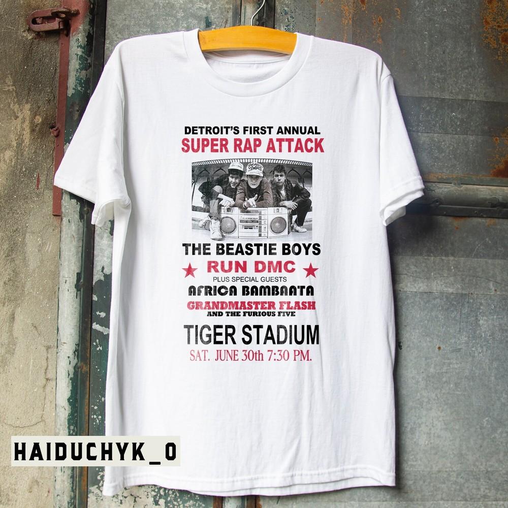 

Beastie Boys Run DMC Vintage Tour 1986 Detroit Super Rap Attack T-shirt S-5XL Unisex T-Shirt XXXXL
