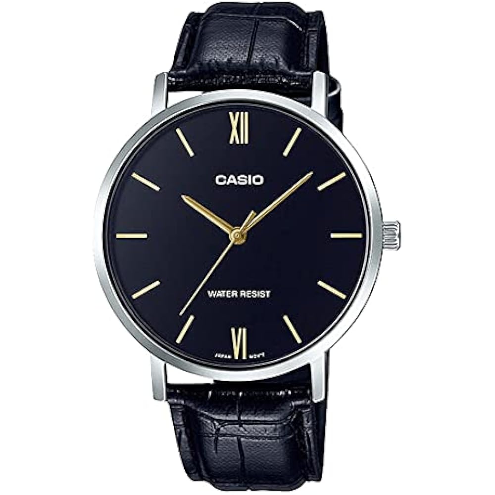 Casio CASIO Quartz Men's Watch MTP-VT01L-1B Black X Black Leather Band Overseas Model [Parallel...