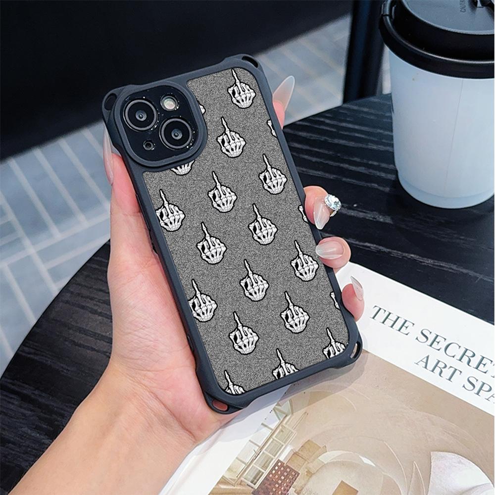 Ae80 Gesture Greeting Design Art Soft Phone Cases for iPhone 16 15 14 13 12 11 Pro Max 8 Plus XR with Wrist Strap Lanyard Corner Protection Back Cover