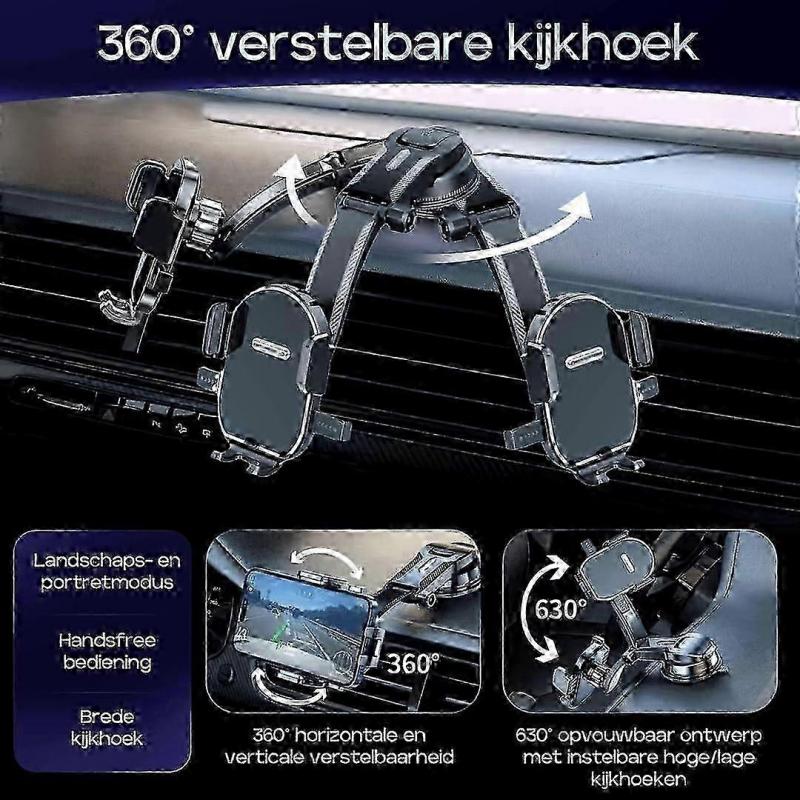 Grippa Car Phone Holder: Military Certified, 25kg Holding Force, 360 Rotatable, Quick Release, for 47.2 Inch (iPhone/Samsung)