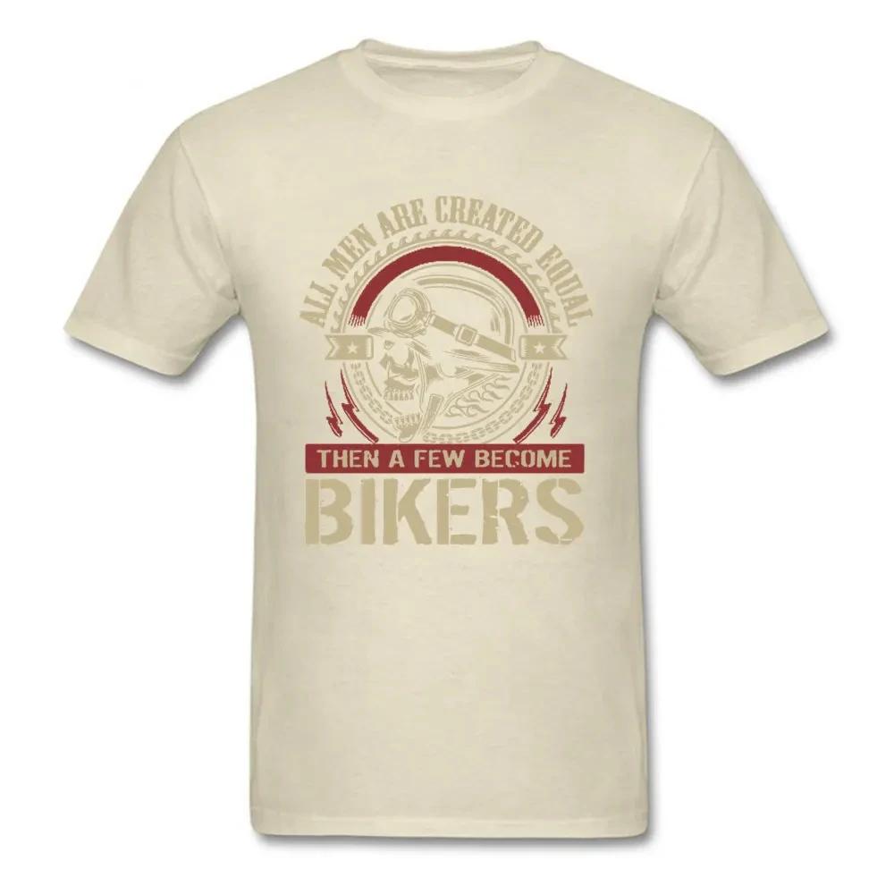 Vintage Motorcycle Skull Tshirt All Men Are Created Equal Then A Few Become Bikers Summer Motorbike Tops & Tees New Streetwear