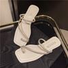 -Women's shoes cool slippers women's summer new wear rhinestone sandals one-word low-heeled flat slippers