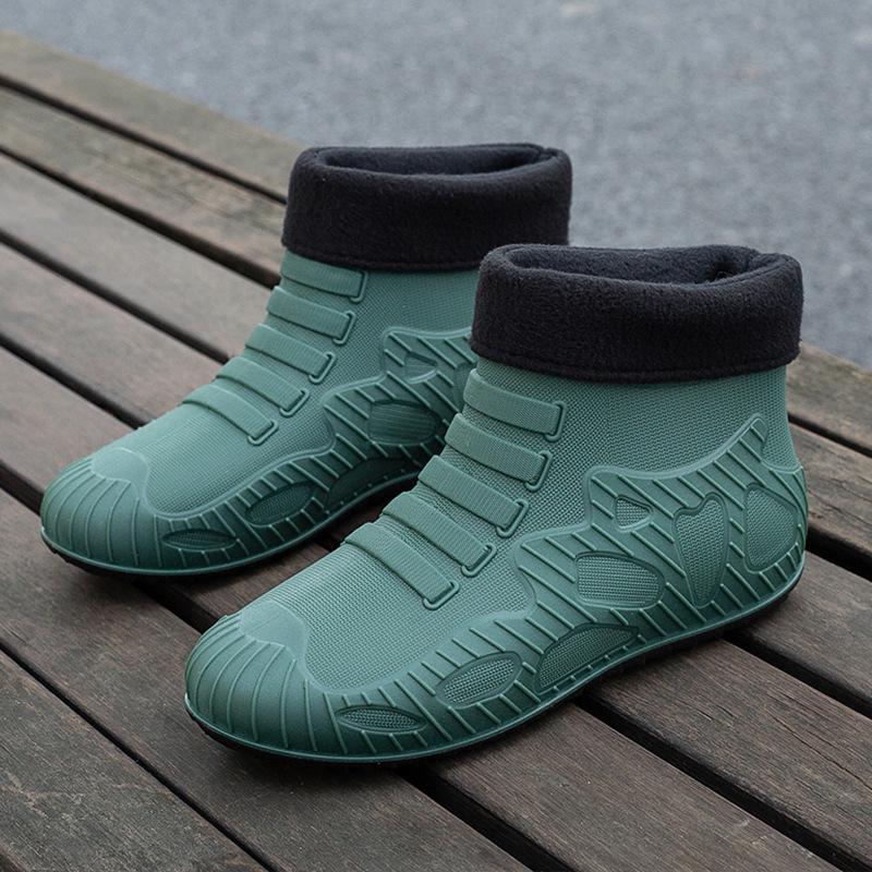 New Men's Rain Shoes Fashionable Outer Wear Waterproof Shoes Wear-resistant Non-slip Water Boots Men's Short Rubber Shoes Rain Boots