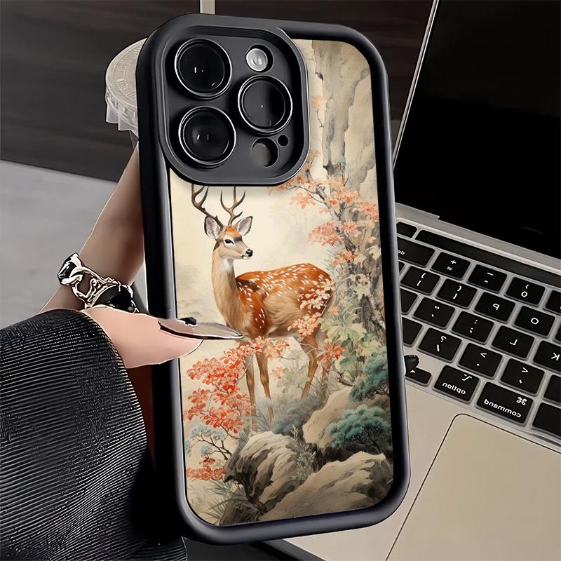 Phone Case for iPhone 17 Air 16E 15 16 Pro Max Sika Deer Elk Animal Cover 14 Plus 13 12 Mini Soft Shell Silicone Fundas