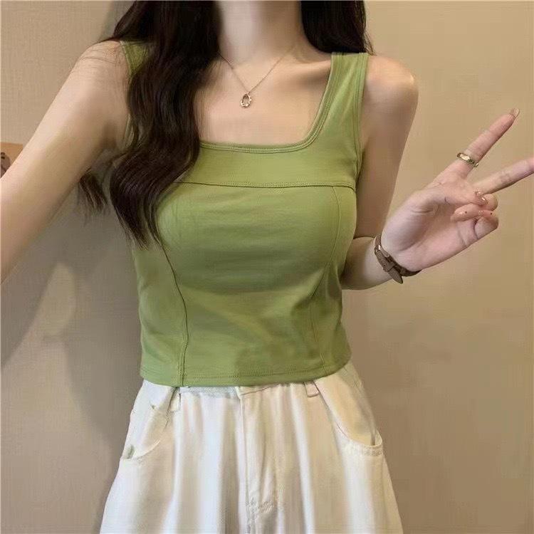 Korean-Style Sweet & Spicy Women's Camisole with Chest Pads – Slim Fit Sleeveless Top