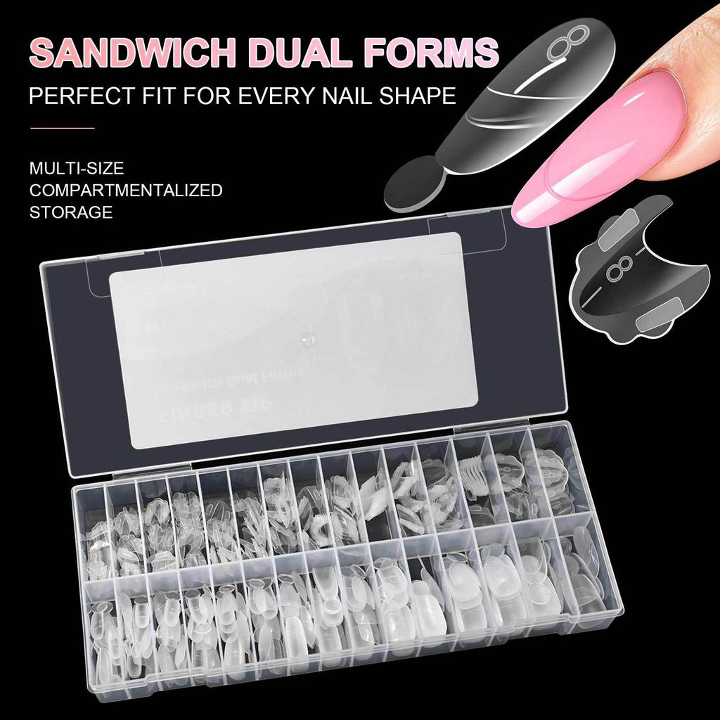 French Manicure Extension Mold Frosted Inner Layer/glossy Outer Layer Paint-free Snap-on Design Built-in C-shaped Curve Professional Nail Shaping Tool