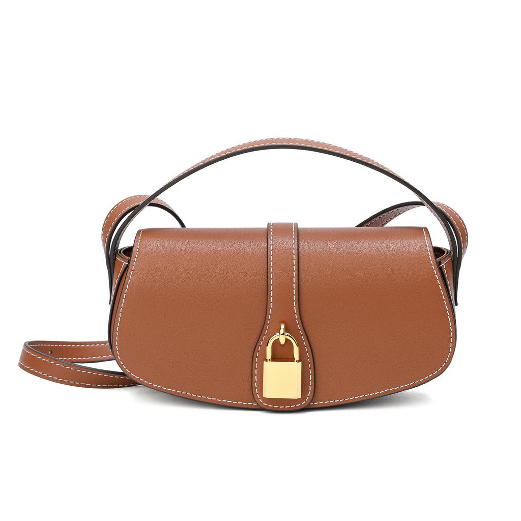 Damen Echtleder Umhängetasche Neues Schlossdesign Nische Hochwertiges Design Sattel Crossbody Ledertasche