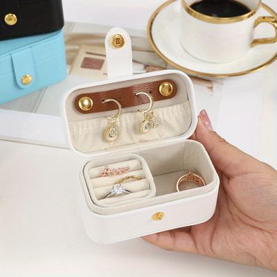 Mini Tragbarer Schmuckaufbewahrungs-Organizer Reise-Aufbewahrungsboxen aus Leder für Ohrringe, Halsketten, Ringe, Schmuckkästen