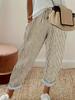 Women's Summer Fashionable Loose Stripe Printed Elastic Waist Drawstring Casual Pants