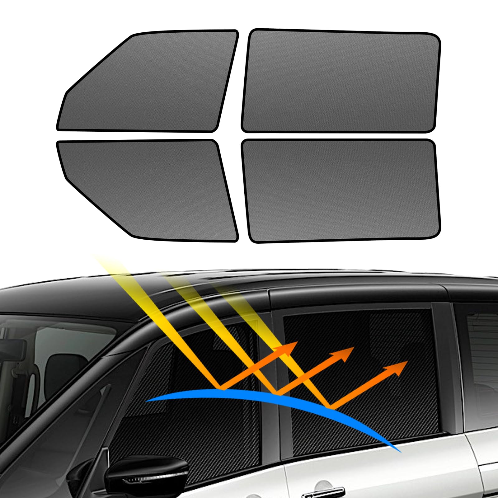 

BLUESEATEC Автомобильные солнцезащитные шторки, Магнитные, Сетчатая шторка, Легкая установка/снятие, Эксклюзивный дизайн модели, Защита от насекомых, Nissan Serena C27 чёрный