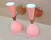 Pink Brass Diabolo Wall Sconce - Mid Century Modern Light (Set of Two)