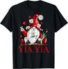 Yia Yia Gnome Daisy Peace Sign Love Valentine Matching Graphic Tee Casual Short Sleeve T-Shirt