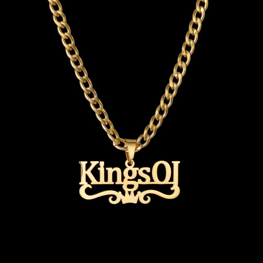 Atoztide Personalized Custom Name Necklace Stainless Steel for Women Men Heart Crown Pendant Link Chain Birthday Jewelry Gift