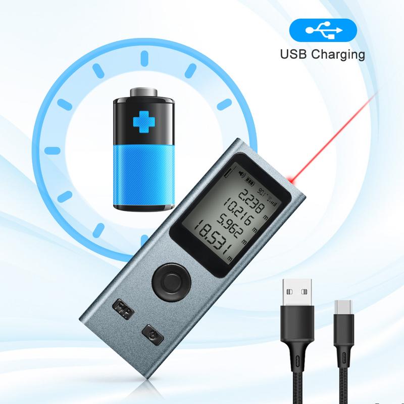 Laser Distance Meter 40M 50M Digital Tape Laser Rangefinder Trena Metro Laser Range Finder Measuring Tape Mini USB Charging
