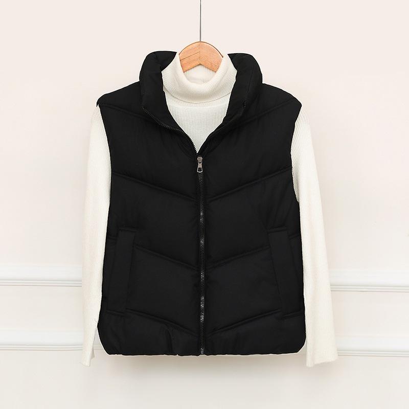 Women's Cotton Clothes Vest New Stand-up Collar Sleeveless Small Short Vest Pressed Rubber Vest
