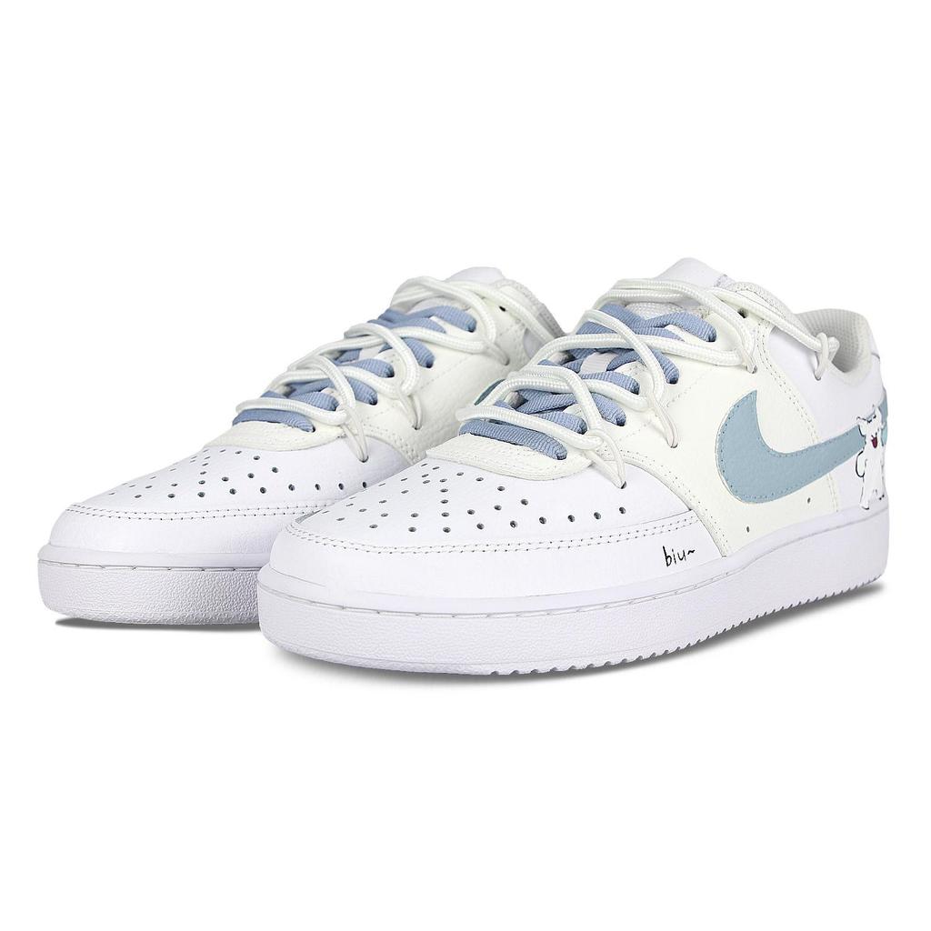 Nike Court Vision 1 Biu Synthetic Leather, Leather Maltese Slip Resistant Lightweight Non slip Lightweight Low top CD5434-100(Team58-biu)