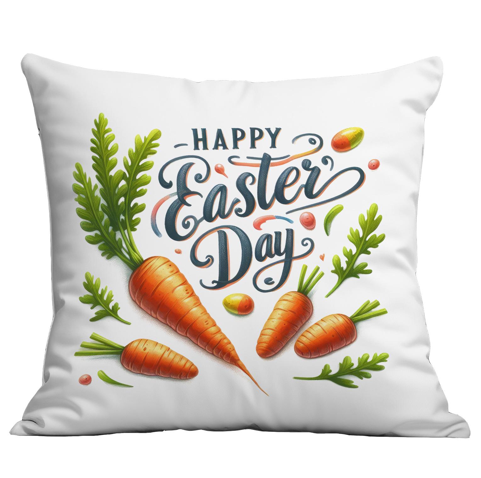 

Горячая Пасхальная наволочка Милый кролик Морковь Принт Наволочка для подушки 45 * 45Cm