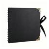 DIY Photo Album 88 Inch, Vintage with Corner Protectors, Ribbon, Black Cardstock Pages for Scrapbooking