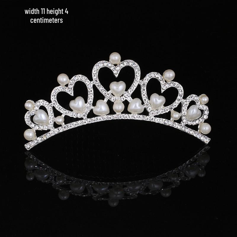 Children's Rhinestone and Pearl Hair Comb Crown for Weddings and Photo Shoots
