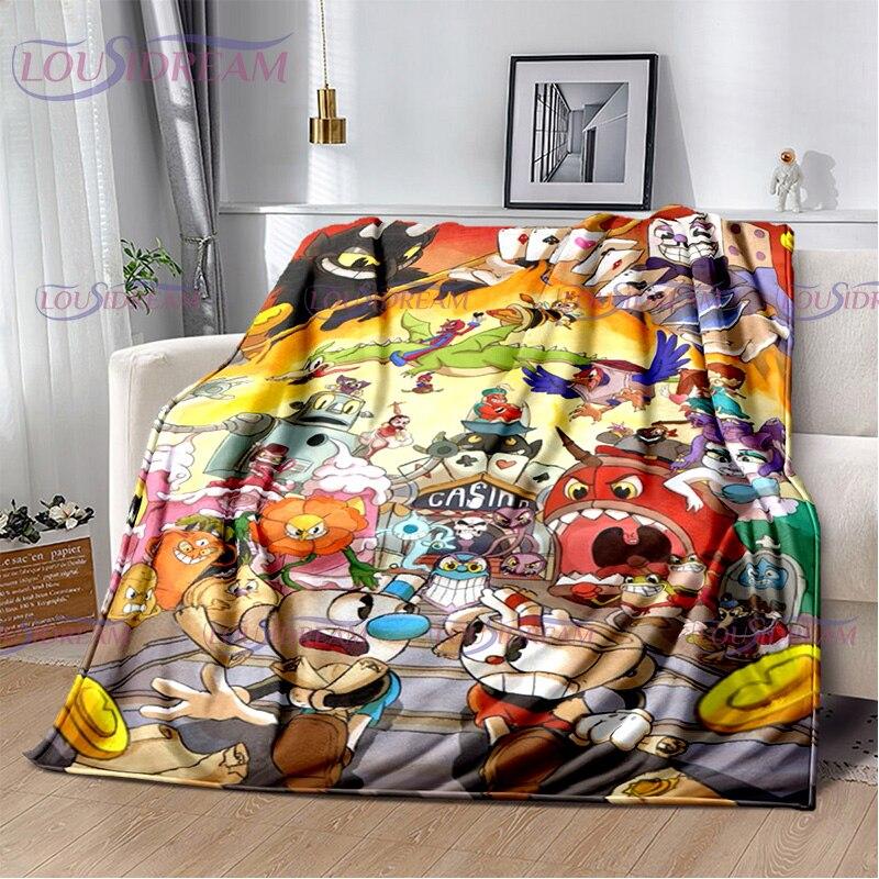 Kreslený roztomilý šálek s potiskem přikrývka pohovka přikrývka cestovní povlečení přikrývka flanelová přikrývka přehoz přes postel lehké cestovní