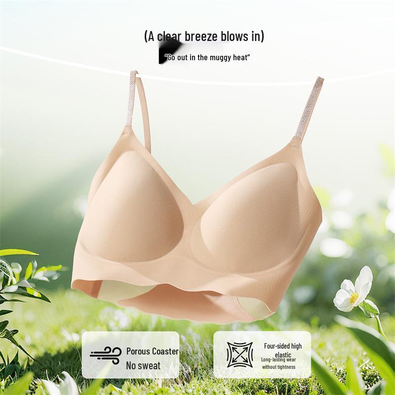 Women's Seamless Wireless Camisole Bra with Breathable Glitter Straps and Soft Support