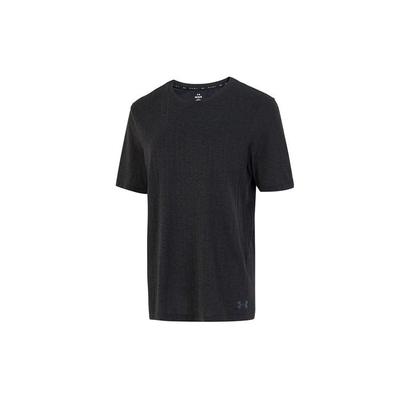 Solid Mesh Design Crew Neck Sports Fitted Straight Short Sleeve T-Shirt Men Tops Black 1373724-001