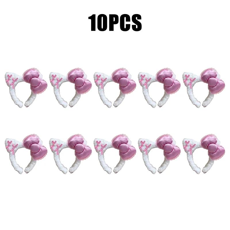 1-20Pcs Hair Band Cute Cat Ears Hair Band with Bow Hair Band for Girls Face Wash Make-up Headband Anti-slip Headband