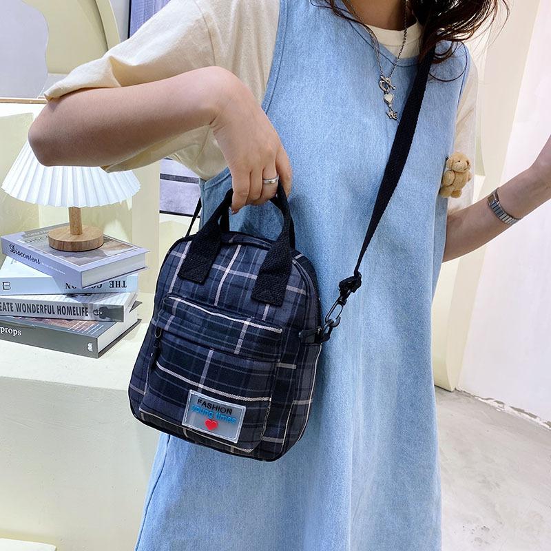 Fried Street Women's Bag Small Square Bag New Handbag Literary Plaid Sweet Shoulder Crossbody Bag