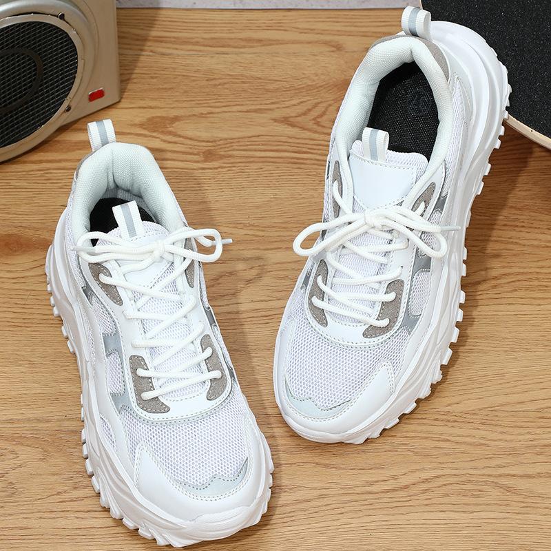 Unisex Platform Sneakers Breathable Mesh Chunky Shoes Non-slip Height Increasing Sports Shoes for Outdoor Running Jogging Traveling