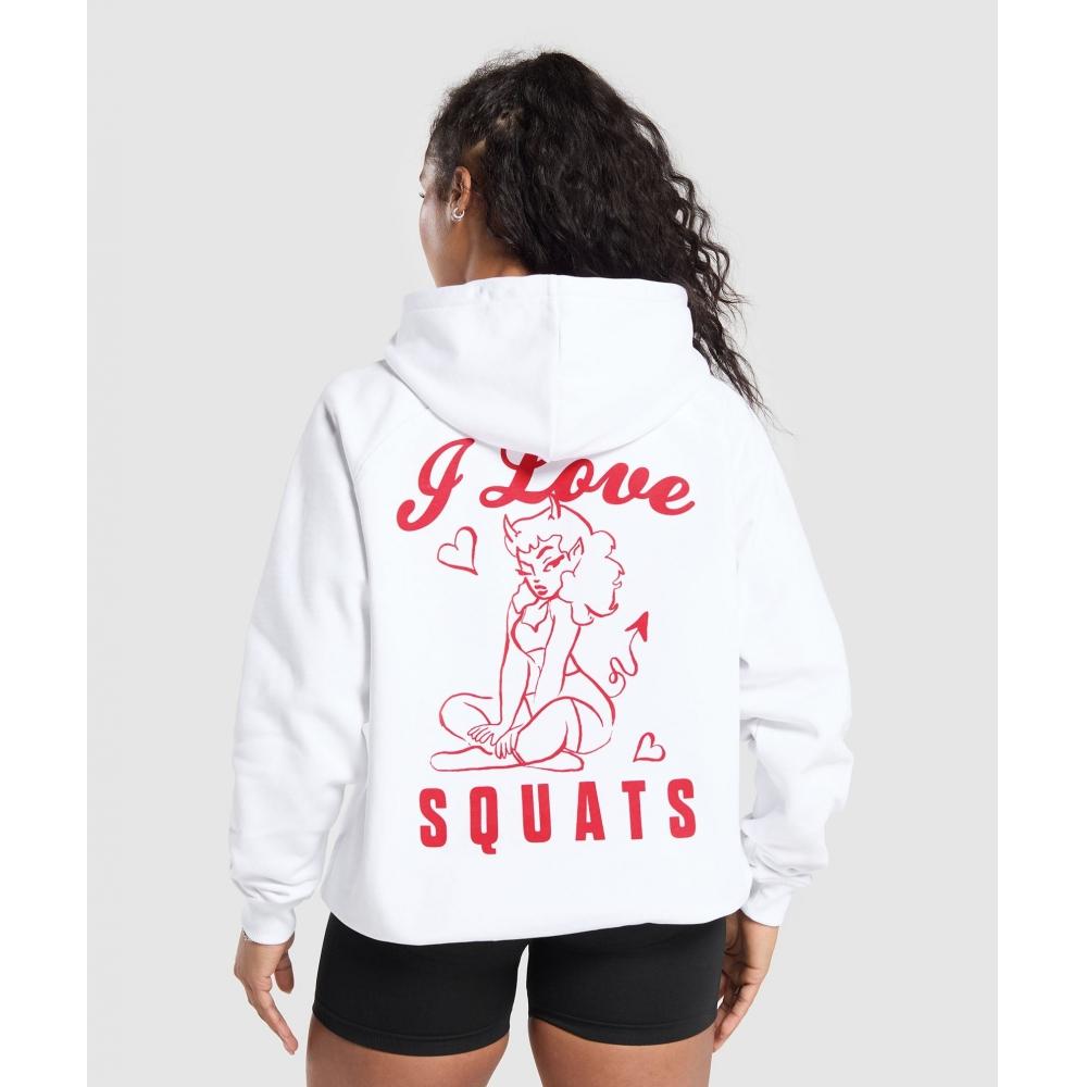 

Gymshark I Love Squats hoodIe whIte B1c9e Wb57 XS