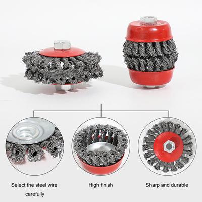 4pcs Angle Grinder Rotary Knot Flat Wire Wheel Brush Rust Removal Deburring Tool