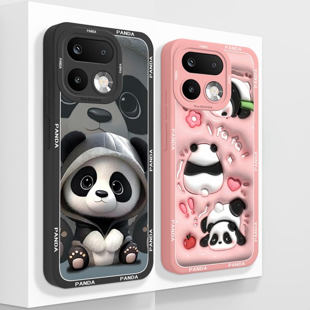 For Realme 16 Pro Plus Case Cute Panda Liquid Silicone Phone Back Cover For Realme16 Pro+ Couple Funda For Realme 16Pro Fundas