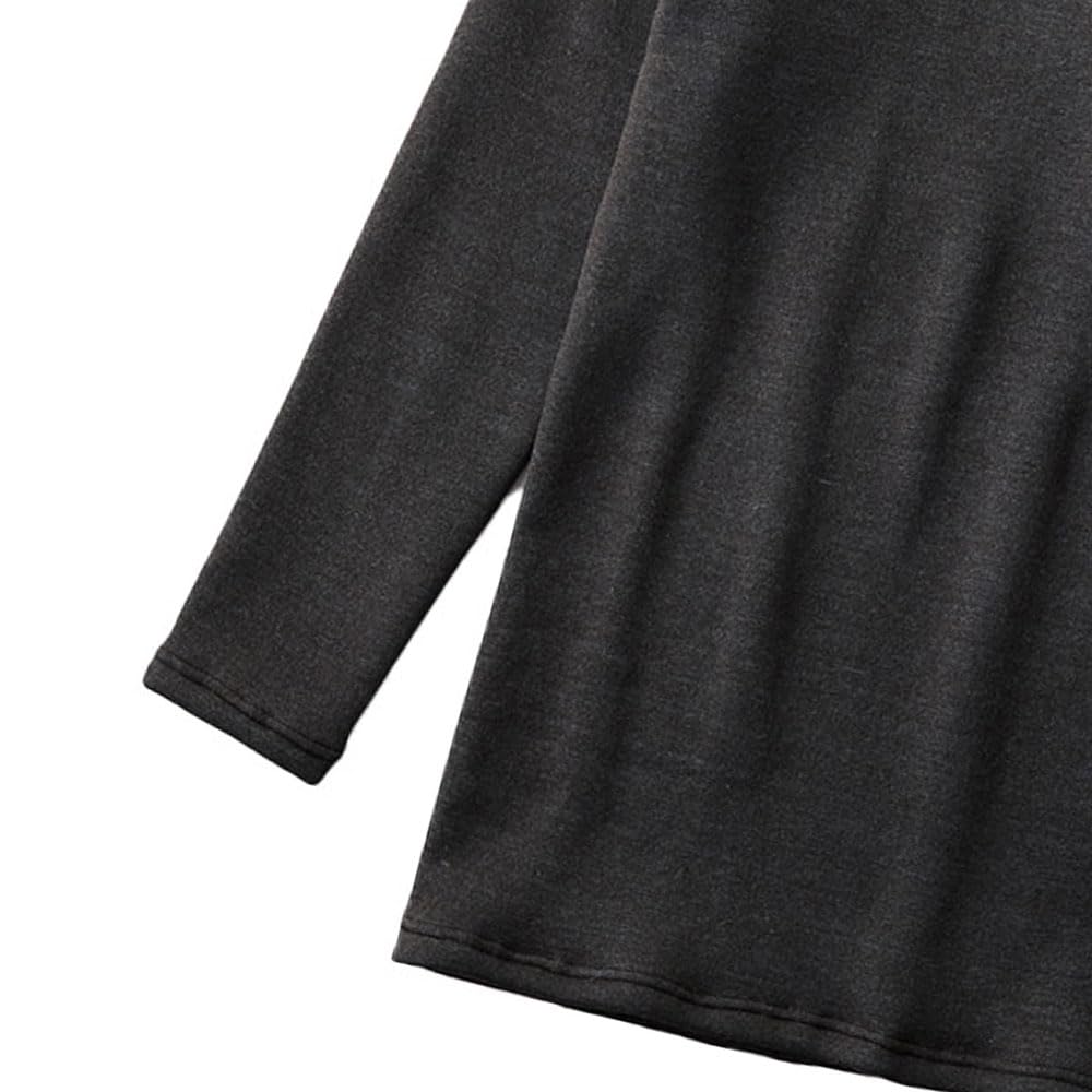 Gunze ADVANCE LABEL Long Sleeve Crew Wool Size M Shirt, Neck, 3/4 Sleeves, Blend, Brushed, Men's, Black,