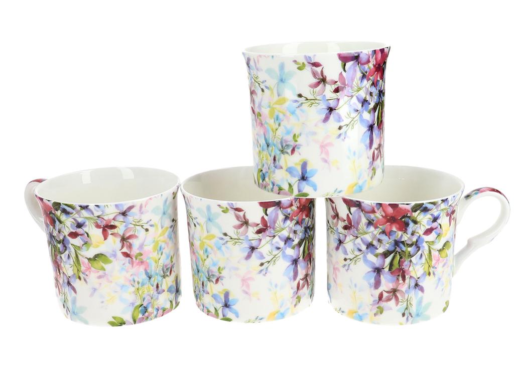 Zestaw 4 Kubków Porcelanowych Komplet Kubki Malvern W Kwiaty 4 Sztuki