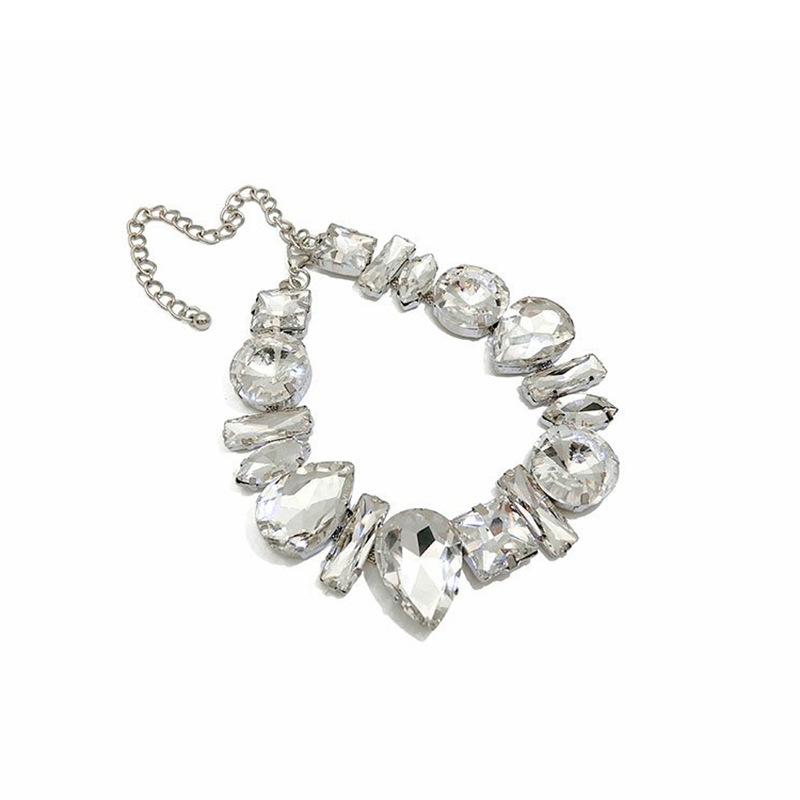 Personality Exaggeration Fashion Geometry Crystal Beaded for Women New Luxury Temperament Shiny Zircon Choker Chain Jewelry Gift