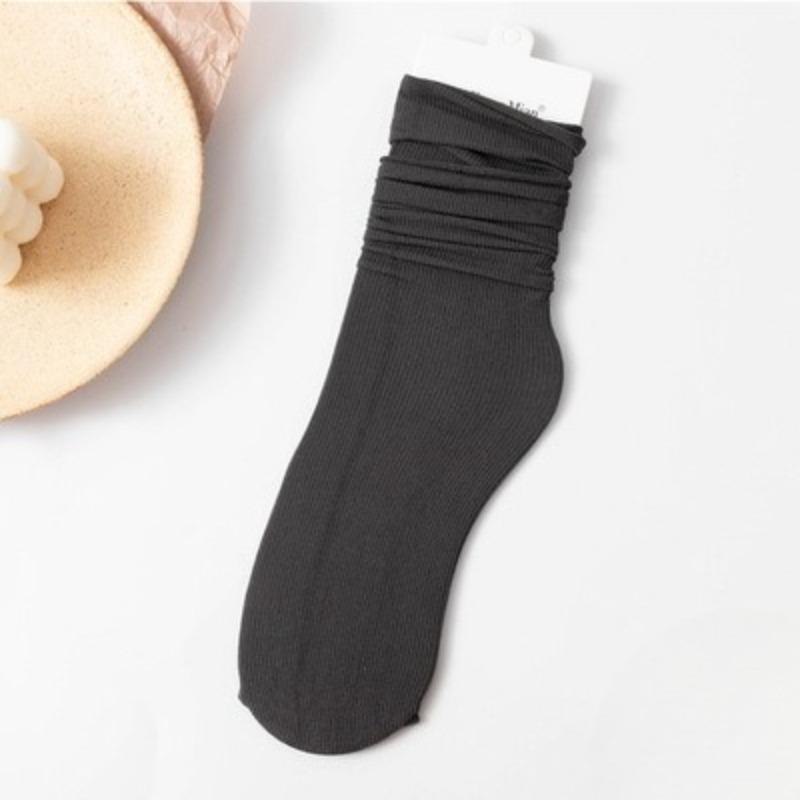 Female Spring and Summer Thin Pure Color Cool Breathable Comfortable Tube Stack Socks