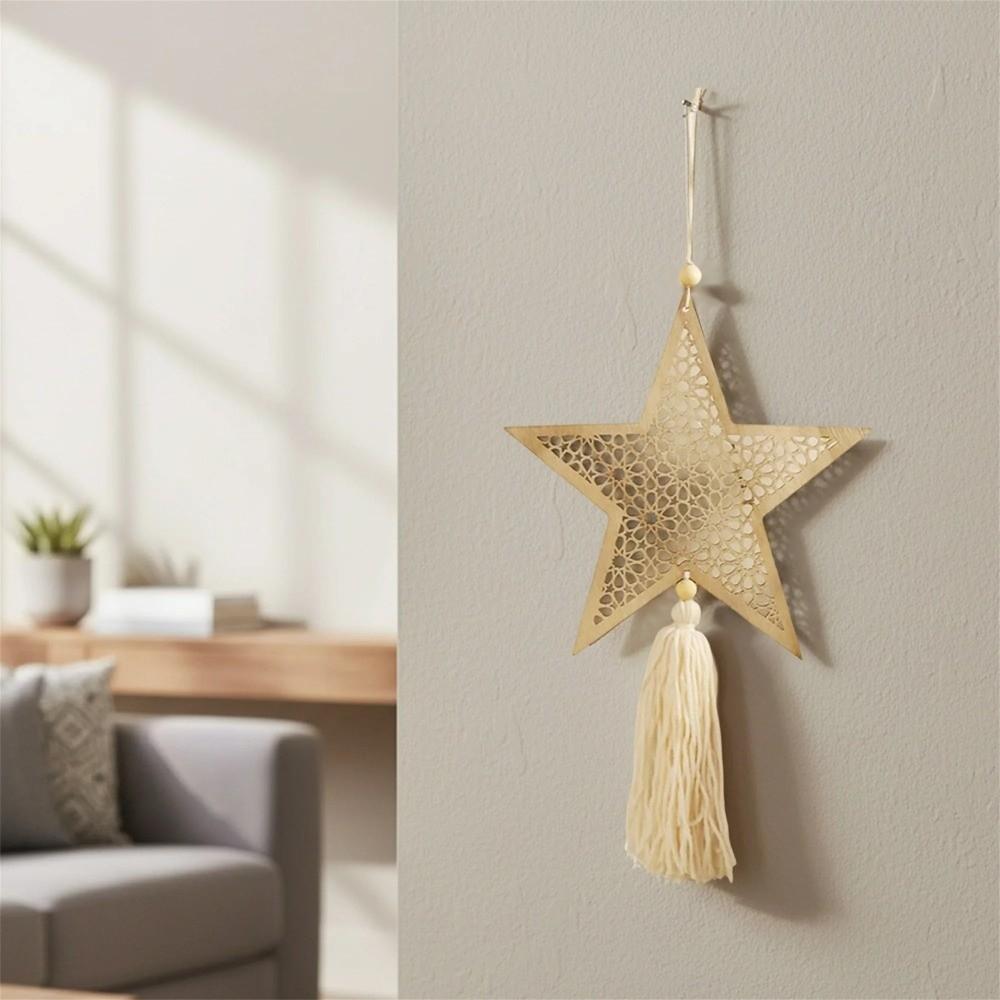 Traditional Ramadan Hanging Ornaments Hollowed-out Wooden Handicraft Pendant  Living Room