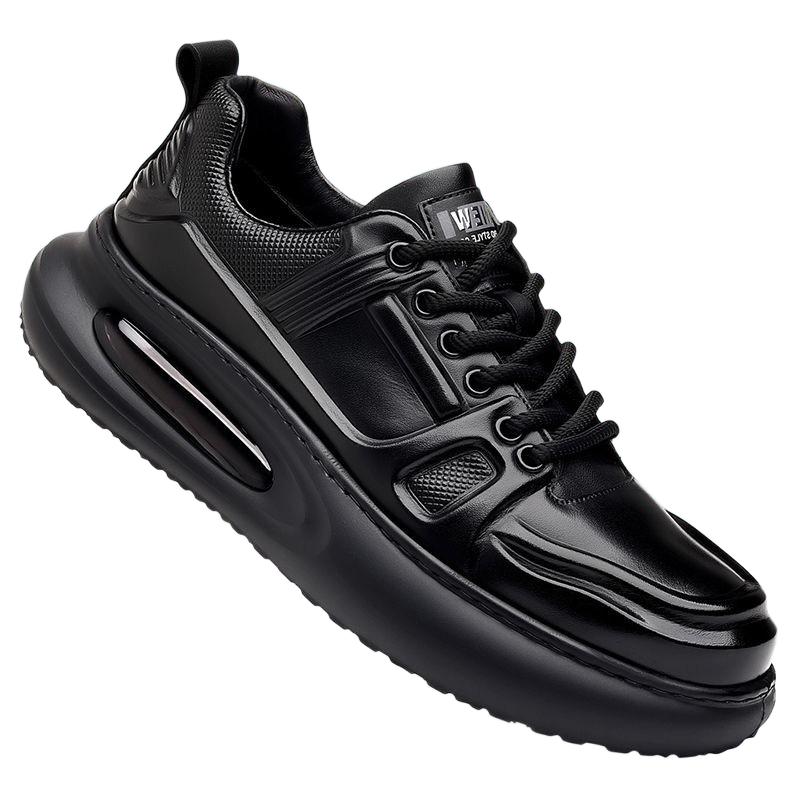 

Leather Shoes Men Shock Absorpti Shoe Sports Walking Athletic Shiny Leather Air Cushi Sneakers Lightweight Business 38 чёрный